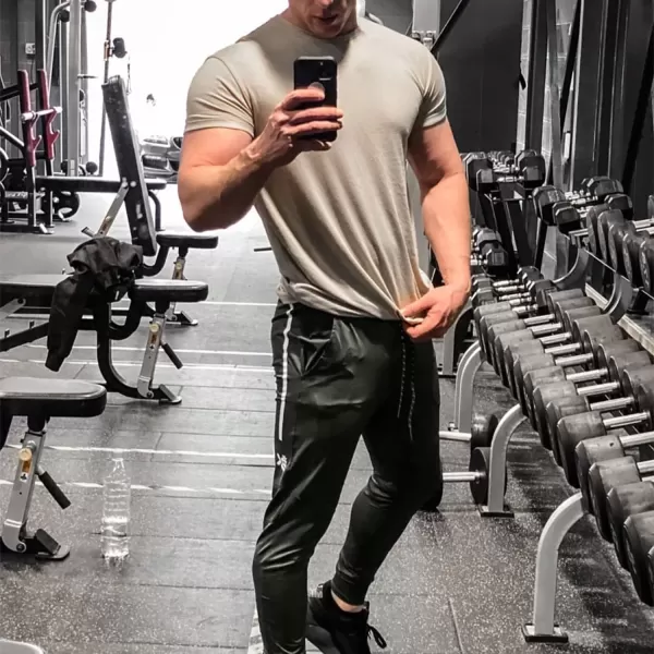 imageBROKIG Mens Lightweight Athletic Gym Jogger Pants Stretch Quick Dry Workout Running Sweat Pants with Zipper PocketsBlackdary Grayarmy Green