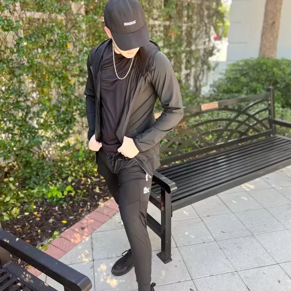imageBROKIG Mens Lightweight Athletic Gym Jogger Pants Stretch Quick Dry Workout Running Sweat Pants with Zipper PocketsBlackdary Graylight Gray