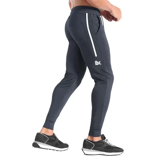imageBROKIG Mens Lightweight Athletic Gym Jogger Pants Stretch Quick Dry Workout Running Sweat Pants with Zipper PocketsDark Gray