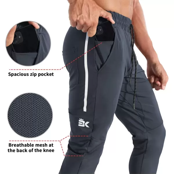 imageBROKIG Mens Lightweight Athletic Gym Jogger Pants Stretch Quick Dry Workout Running Sweat Pants with Zipper PocketsDark Gray