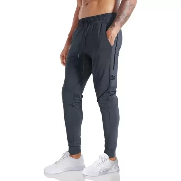 imageBROKIG Mens Lightweight Athletic Gym Jogger Pants Stretch Quick Dry Workout Running Sweat Pants with Zipper PocketsDark Gray