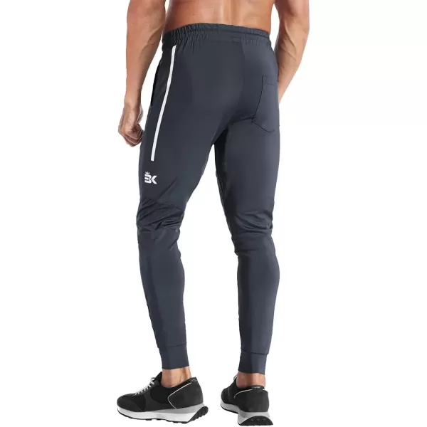 imageBROKIG Mens Lightweight Athletic Gym Jogger Pants Stretch Quick Dry Workout Running Sweat Pants with Zipper PocketsDark Gray