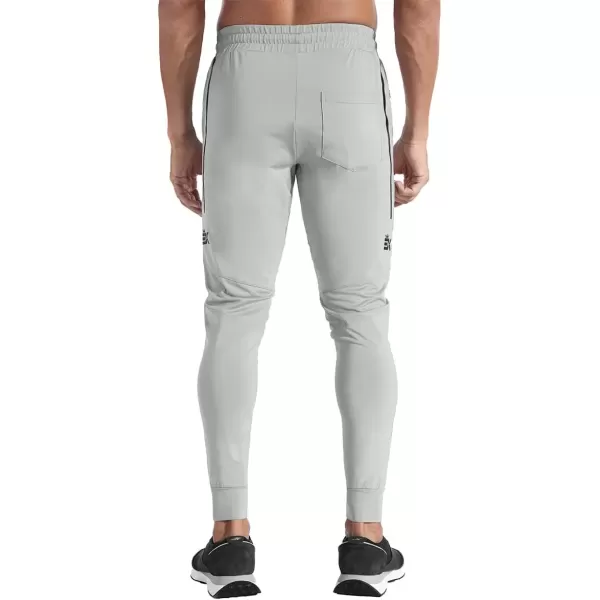 imageBROKIG Mens Lightweight Athletic Gym Jogger Pants Stretch Quick Dry Workout Running Sweat Pants with Zipper PocketsLight Gray