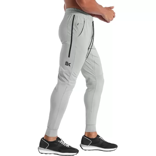 imageBROKIG Mens Lightweight Athletic Gym Jogger Pants Stretch Quick Dry Workout Running Sweat Pants with Zipper PocketsLight Gray