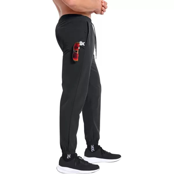 imageBROKIG Mens TrianLoop Gym JoggersMen Lightweight Athletic Workout SweatpantsCasual Fit Sport Track Pants Zipper PocketBlack