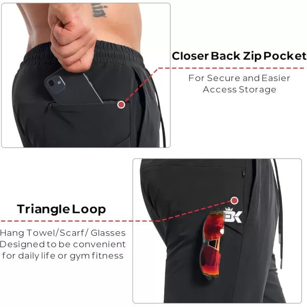 imageBROKIG Mens TrianLoop Gym JoggersMen Lightweight Athletic Workout SweatpantsCasual Fit Sport Track Pants Zipper PocketBlack