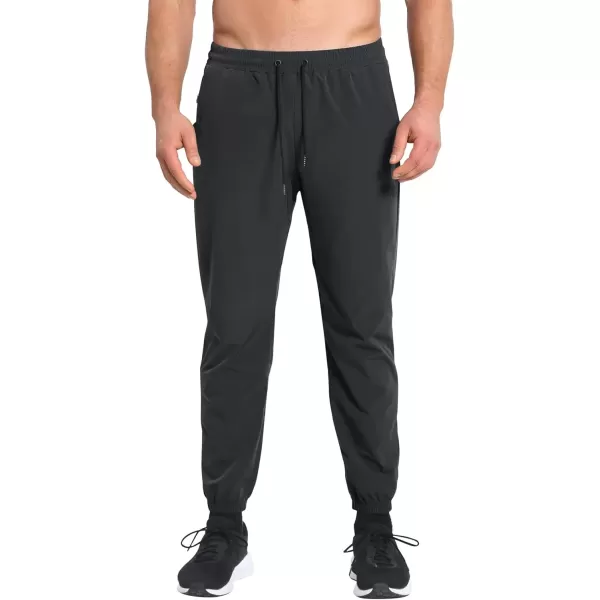 imageBROKIG Mens TrianLoop Gym JoggersMen Lightweight Athletic Workout SweatpantsCasual Fit Sport Track Pants Zipper PocketBlackDark Grey