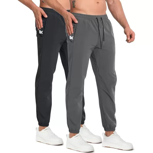 imageBROKIG Mens TrianLoop Gym JoggersMen Lightweight Athletic Workout SweatpantsCasual Fit Sport Track Pants Zipper PocketBlackDark Grey