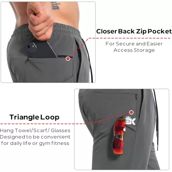 imageBROKIG Mens TrianLoop Gym JoggersMen Lightweight Athletic Workout SweatpantsCasual Fit Sport Track Pants Zipper PocketDark Grey