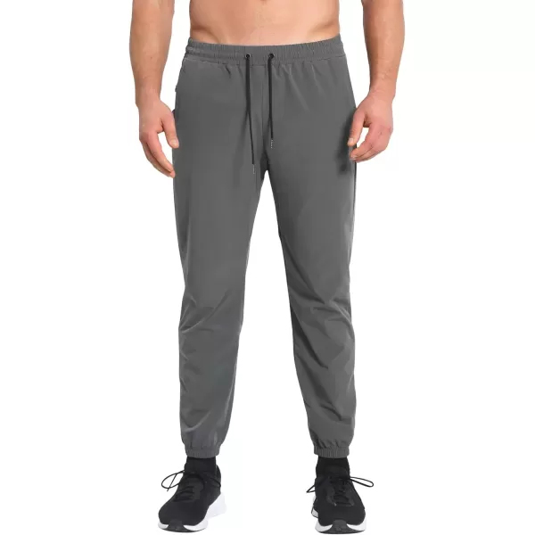 imageBROKIG Mens TrianLoop Gym JoggersMen Lightweight Athletic Workout SweatpantsCasual Fit Sport Track Pants Zipper PocketDark Grey