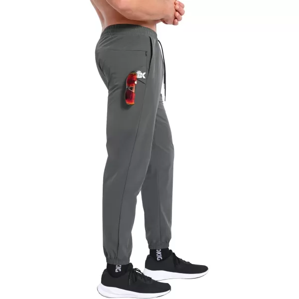 imageBROKIG Mens TrianLoop Gym JoggersMen Lightweight Athletic Workout SweatpantsCasual Fit Sport Track Pants Zipper PocketDark Grey