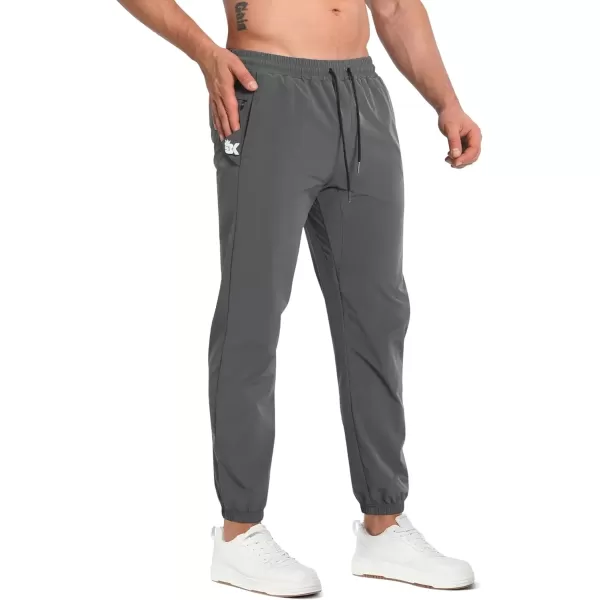 imageBROKIG Mens TrianLoop Gym JoggersMen Lightweight Athletic Workout SweatpantsCasual Fit Sport Track Pants Zipper PocketDark Grey
