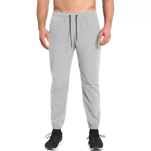 imageBROKIG Mens TrianLoop Gym JoggersMen Lightweight Athletic Workout SweatpantsCasual Fit Sport Track Pants Zipper PocketLight Grey
