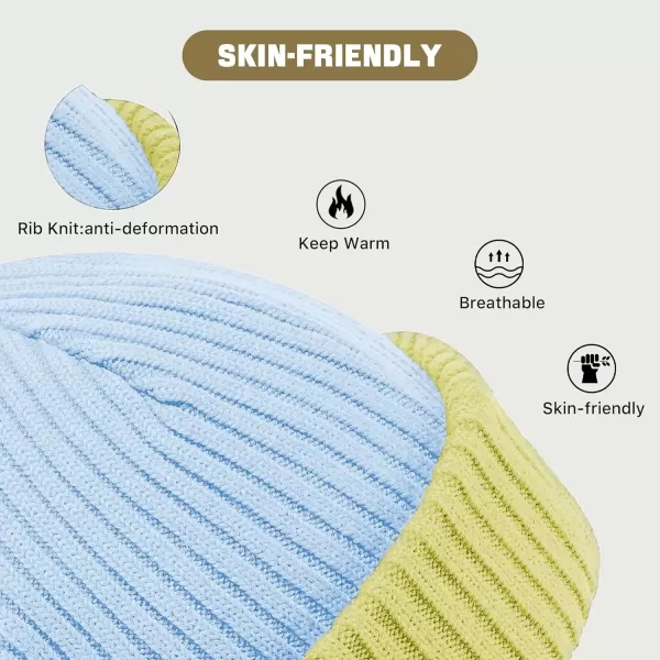 imageBROKIG Skull Cap 2 in 1 Black Balaclava Ski Mask Winter Balaclava Mask Warm Face Mask and Beanie Hats for Men HeadwearLight Bluelight Green