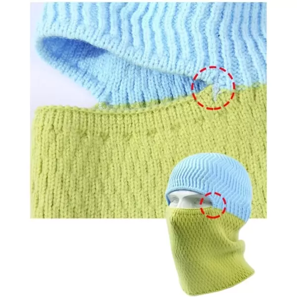 imageBROKIG Skull Cap 2 in 1 Black Balaclava Ski Mask Winter Balaclava Mask Warm Face Mask and Beanie Hats for Men HeadwearLight Bluelight Green