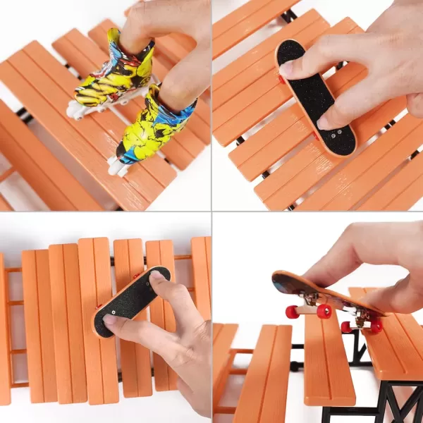 imageBROKIG TechToy Finger Skateboards Park for KidsMini Fingerboard Skatepark Training Finger Boards Toys Ramp Set Kit Boys Gift HB08Steps B