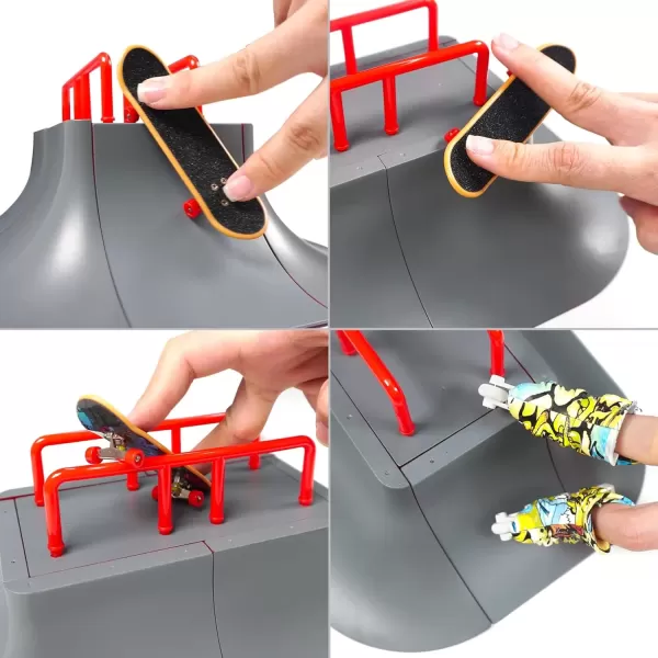 imageBROKIG TechToy Finger Skateboards Park for KidsMini Fingerboard Skatepark Training Finger Boards Toys Ramp Set Kit Boys Gift HB08Upgrade B