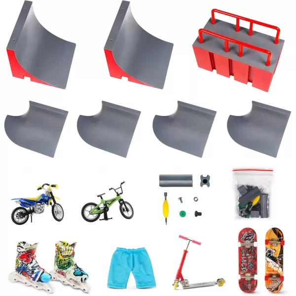imageBROKIG TechToy Finger Skateboards Park for KidsMini Fingerboard Skatepark Training Finger Boards Toys Ramp Set Kit Boys Gift HB08Upgrade B