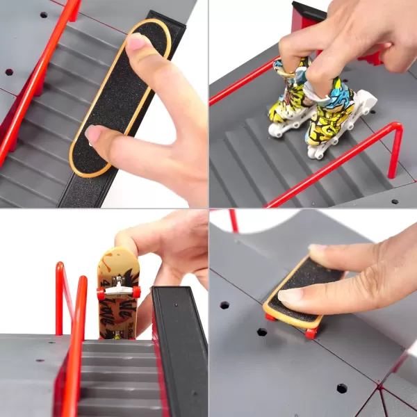 imageBROKIG TechToy Finger Skateboards Park for KidsMini Fingerboard Skatepark Training Finger Boards Toys Ramp Set Kit Boys Gift HB08Upgrade C