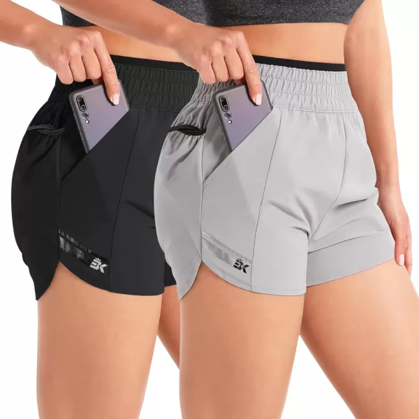 imageBROKIG Womens 175quot Xelas Petite Shorts Gym High Waisted Athletic snug fit Lightweight Quick Dry Workout Shorts with PocketsBlackLight Grey