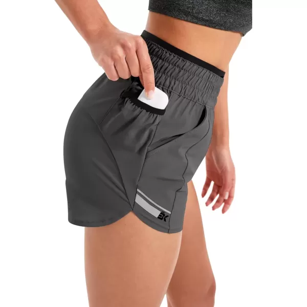 imageBROKIG Womens 175quot Xelas Petite Shorts Gym High Waisted Athletic snug fit Lightweight Quick Dry Workout Shorts with PocketsDark Grey