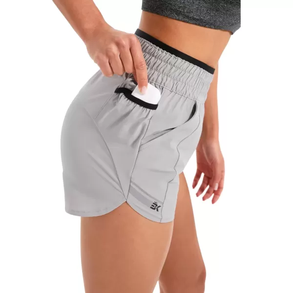 imageBROKIG Womens 175quot Xelas Petite Shorts Gym High Waisted Athletic snug fit Lightweight Quick Dry Workout Shorts with PocketsLight Grey