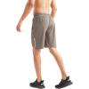 imageBROKIG Mens Lightweight Athletic Shorts 7 inch Quick Dry Running Gym Workout Shorts for Men with Zip PocketsBeige