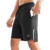 imageBROKIG Mens Lightweight Athletic Shorts 7 inch Quick Dry Running Gym Workout Shorts for Men with Zip PocketsBlack