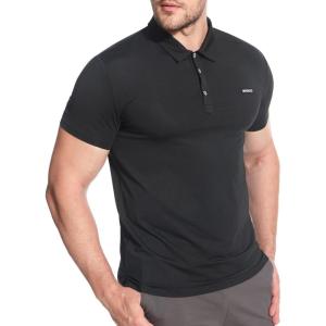 imageBROKIG Mens BREAME Athletic Polo ShirtsQuick Dry Casual Golf Shirt Short Sleeve Polo T Shirt for MenBlack