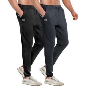 imageBROKIG Mens Hidzip Gym Joggers Pants Lightweight Tapered Athletic Workout Sweatpants Men with Zipper Pocket Jogging SportBlackDark Grey