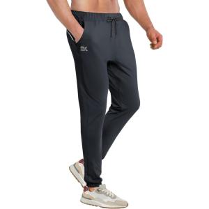 imageBROKIG Mens Hidzip Gym Joggers Pants Lightweight Tapered Athletic Workout Sweatpants Men with Zipper Pocket Jogging SportDark Grey