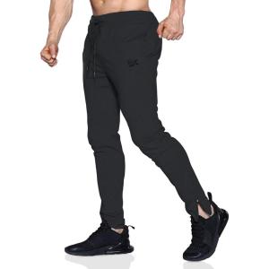imageBROKIG Mens Leglock Gym Jogger Sweat Pants Ankle ZipWorkout Sweatpants Athletic Tapered Jogging Pants with PocketsBlack