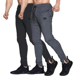 imageBROKIG Mens Leglock Gym Jogger Sweat Pants Ankle ZipWorkout Sweatpants Athletic Tapered Jogging Pants with PocketsBlackdark Gray