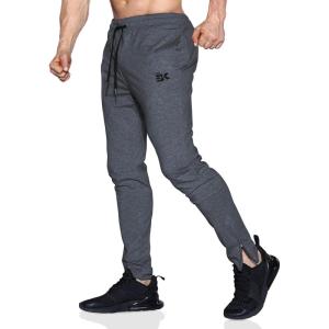 imageBROKIG Mens Leglock Gym Jogger Sweat Pants Ankle ZipWorkout Sweatpants Athletic Tapered Jogging Pants with PocketsDark Gray