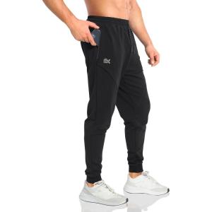 imageBROKIG Mens Vertzip Gym Joggers Pants Carrot Fit Athletic Pants Casual Tapered Workout Sweatpants with Zipper PocketsBlack