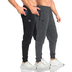 imageBROKIG Mens Vertzip Gym Joggers Pants Carrot Fit Athletic Pants Casual Tapered Workout Sweatpants with Zipper PocketsBlackdark Gray