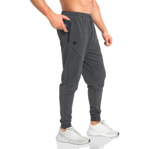 imageBROKIG Mens Vertzip Gym Joggers Pants Carrot Fit Athletic Pants Casual Tapered Workout Sweatpants with Zipper PocketsDark Gray