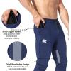 imageBROKIG Mens Gym Jogger PantsCasual Slim Workout Sweatpants with Zipper Pockets Bodybuilding Athletic PantsNavy