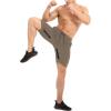imageBROKIG Mens Thighs Mesh Gym Workout Shorts Bodybuilding Slim Athletic Running Shorts for Men with Zipper PocketsBeige