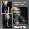 imageBROKIG Mens Thighs Mesh Gym Workout Shorts Bodybuilding Slim Athletic Running Shorts for Men with Zipper PocketsDark Grey