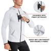 imageBROKIG Mens WindBreak Lightweight Running Jackets with Zip Pocket Workout Track Hoodie Athletic Gym Sweatshirts MenWhite