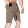 imageBROKIG Mens Thighs Mesh Gym Workout Shorts Bodybuilding Slim Athletic Running Shorts for Men with Zipper PocketsBeige