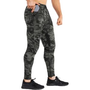 imageBROKIG Mens Gym Jogger PantsCasual Slim Workout Sweatpants with Zipper Pockets Bodybuilding Athletic PantsCamo Green