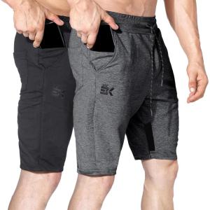 imageBROKIG Mens Thighs Mesh Gym Workout Shorts Bodybuilding Slim Athletic Running Shorts for Men with Zipper PocketsBlackdark Gray