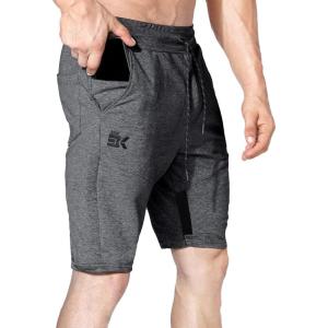 imageBROKIG Mens Thighs Mesh Gym Workout Shorts Bodybuilding Slim Athletic Running Shorts for Men with Zipper PocketsDark Grey