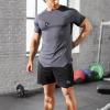 imageBROKIG 3 Pack Mens Irregular Muscle Gym Shirts Quick Dry Sun Protection Workout Athletic T Shirt Short SleeveBlackLight GreyBlue