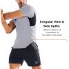 imageBROKIG 3 Pack Mens Irregular Muscle Gym Shirts Quick Dry Sun Protection Workout Athletic T Shirt Short SleeveBlackLight GreyBlue