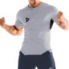 imageBROKIG 3 Pack Mens Irregular Muscle Gym Shirts Quick Dry Sun Protection Workout Athletic T Shirt Short SleeveBlackLight GreyBlue