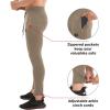 imageBROKIG Mens Ankle Cords Workout Jogger Pants Slim Fit Gym Joggers Athletic Sweatpants for Men with Zipper PocketsBeige