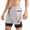 imageBROKIG Mens Athletic Shorts Thigh Pocket2 in 1 Gym ShortsLightweight Quick Dry Workout Fitness Sport Running Shorts for Men
